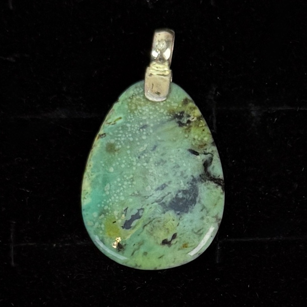 Natural Green Ocean Jasper Pear Shape Pendant - Picture 5 of 8